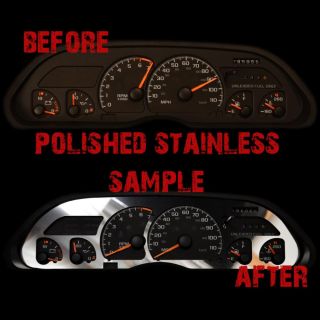  96 Polished Stainless Custom Speedometer Dash Gauge Bezel Trim
