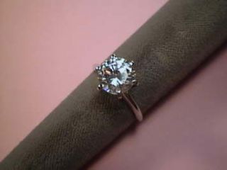 CZ Cubic Zirconia Solitaire Ring 2 Carat 6 Prong 14K White Gold