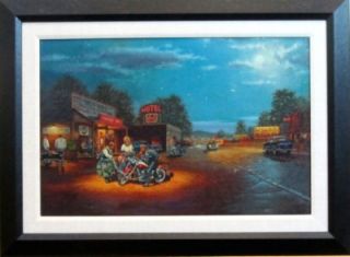 Route 66 Motorcycle Print Framed By Dave Barnhouse 23 x 17