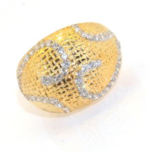 Technibond Fancy CZ Swirl Cubic Zirconia Ring 14k Yellow Gold Clad