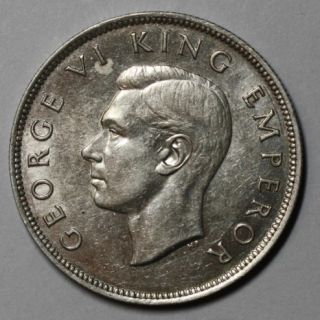 1941 AU Silver New Zealand Half 1 2 Crown King George VI