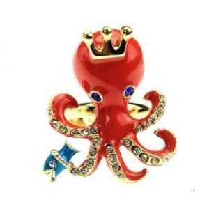 Betsey Johnson Synchronous Fashion Red cute octopus rings BJ J23R