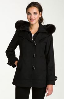 George Simonton Couture Fox Fur Trim Toggle Coat