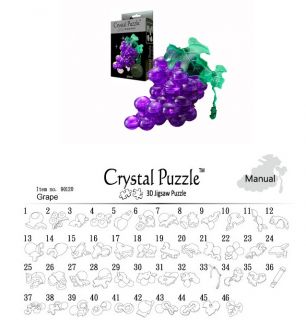 3d puzzle 46 pieces purple grape crystal puzzles brand jeruel