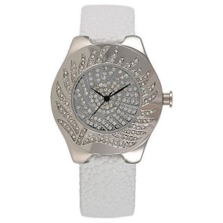 Dufonte by Lucien Piccard Womens White Strap Crystal Watch!