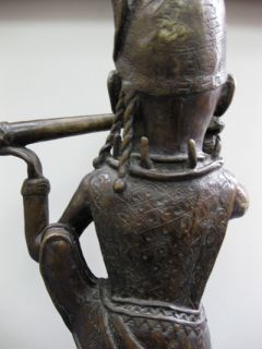 RARE African Benin Tribe Bronze Figure of A Horn Blower Sculpture