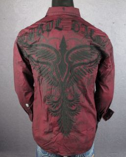 NWT Roar Woven Button Shirt Called in The Now Blood Red with Tribals