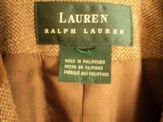  Fall Light Brown Textured Wool w Equestrian Button Blazer 14