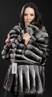Empress Chinchilla full skin fur jacket coat with English collar   All