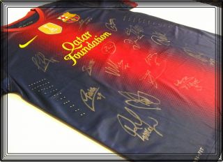 2012 13 Barcelona Home Jersey Hand Signed Autographed by The Squad