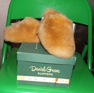 Vintage Daniel Green Slippers Bunny Tan New Old Stock