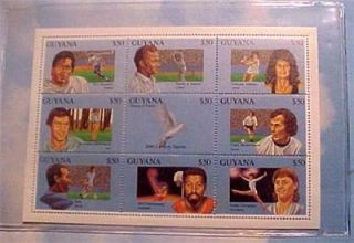 guyana 20th century sports stamps sheetlet coa