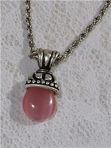 Pink Cats Eye Pendant Necklace by Premier Designs New