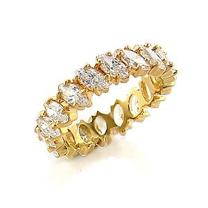 CARAT GOLD EP MARQUISE CZ CUBIC ZIRCONIA ETERNITY RING SIZE 5 6 7 8