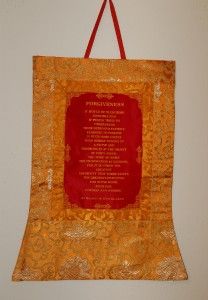 wall hanging with dharma quotes from the dalai lama