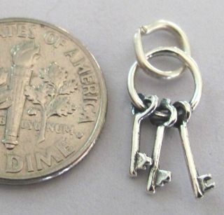 Sterling Silver Tiny 3D Keys to My Heart Miniature Charm