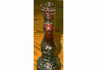  CAPE COD RUBY RED 2 GLASS CANDLESTICKS CANDLE HOLDERS EMPTY DECANTORS