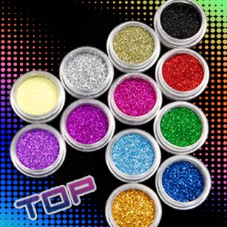 Set 12 Color Polvo Purpurina Glitter Para Uñas Manicura