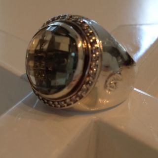 David Yurman Cerise Prasiolite Ring With Diamonds