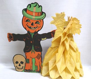 Vintage Halloween Lot of Three HC Scarecrow JOL and Fab Bridge Pad