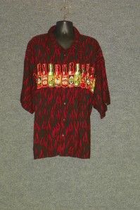 Mens Big Dawgs Brand Hot Sauce and Flames Print Rayon Button Front