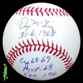 Denny McLain Signed Auto 1968 CY Young MVP ROMLB Baseball Ball Tigers