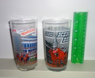  Derby Glasses 1979 & 1980 Churchill Downs 5 1/4 Horse Racing Glass