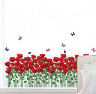 Wall Decal Stickers Fleurs Jardin de Roses Rouges