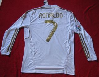 Long Sleeve CR7 Real Madrid 2012 Home Jersey Ronaldo 7 s M L XL New