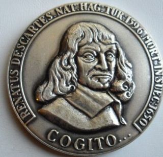 Art Medal Descartes French Scientist Philosopher Cogito