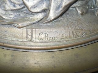 Rare Signed Emile Louis Picault (1833 1915) Chissled Bronze Plaque w