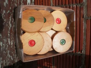 old vintage deck shuffleboard set w/ paddles discs pucks and canvas