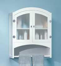 White Bathroom Home Decor Wall Storage Cabinet with Towel Bar Rack
