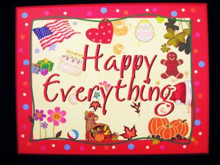 Happy Everything Sign Plaque Whimsical Holiday Decoration New Free