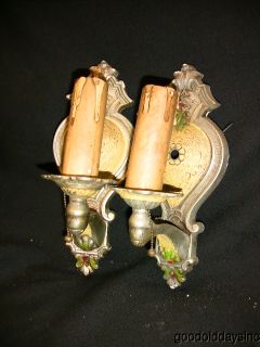 Pair of Art Deco Silver Chrome Painted Shabby Chic One Arm Wall