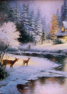 Deer Creek Cottage 12x16 s N Limited Edition Thomas Kinkade Canvas Oil