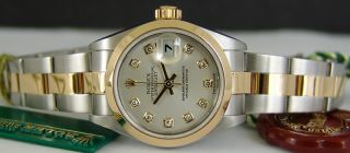  Datejust 18K SS Silver Diamond Dial 79163 Watch Chest 26mm