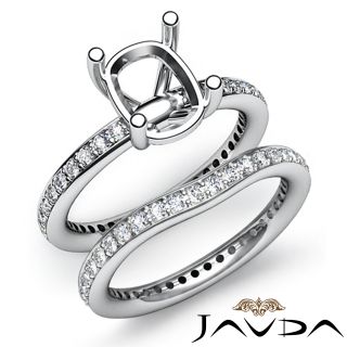Pave Diamond Engagement Cushion Ring 18K Gold White Bridal Setting