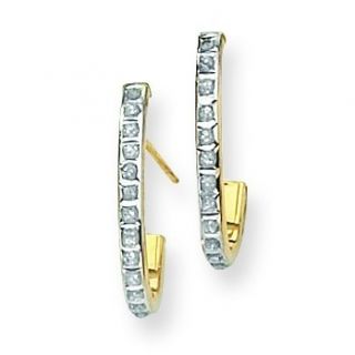  Fascination® 14k Yellow Gold with Diamond Accent J Shaped Hoop