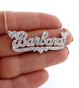 14k gold diamond barbara name plate necklace 20 27820
