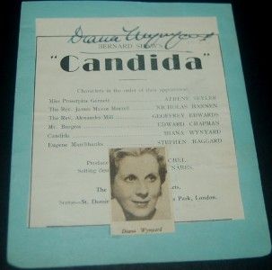 Great English Actress Diana Wynyard Signed Playbill Page and Great