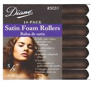 Diane Black Satin Foam Hair Rollers 5 Sizes Available