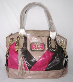 Guess Dianne Bag Purse Satchel Handbag Heart Pink Brown