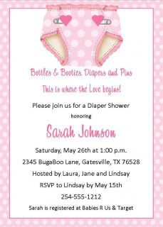  24 Polka Dot Diaper Baby Shower Invitations