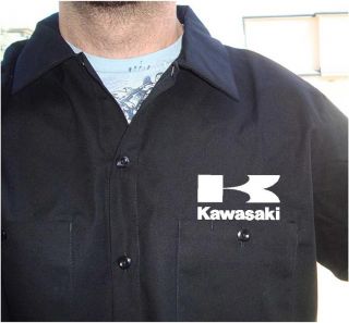 Kawasaki Dickies Button Up Work Shirt Short Sleeve Motorcycle Mechanic