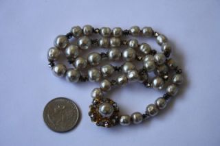Vintage Signed Demario Glass Baroque Pearls Necklace