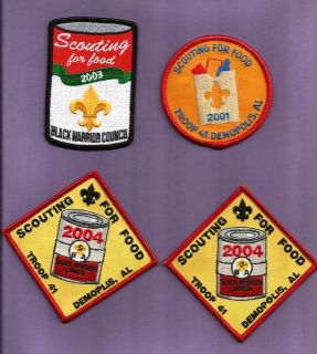 SCOUTING FOR FOOD 4 PATCHES 2001   2004 NEW MINT UNSEWN BLACK WARRIOR