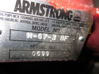Armstrong circulator pump 1hp 3 ph H67 3BF bronze fit 3 phase 460