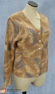 Deane White Lambswool Angora Ostrich Feather Cardigan Shell Buttons Sz