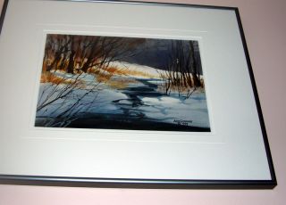 Winter Flow by Art B Cunanan 1993 Original Watercolor Framed